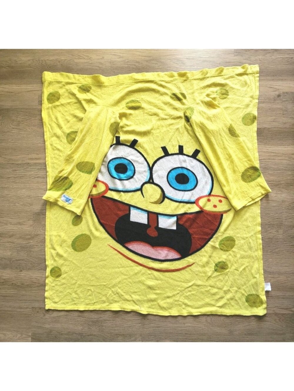 Nickelodeon SpongeBob Fleece Blanket Throw Robe Wrap Long Sleeve OS 47" x 41"